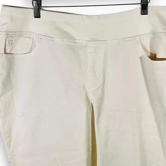 Kim Gravel Cream Straight Leg Pull On Stretch Pants 18 New - Picture 4 of 9